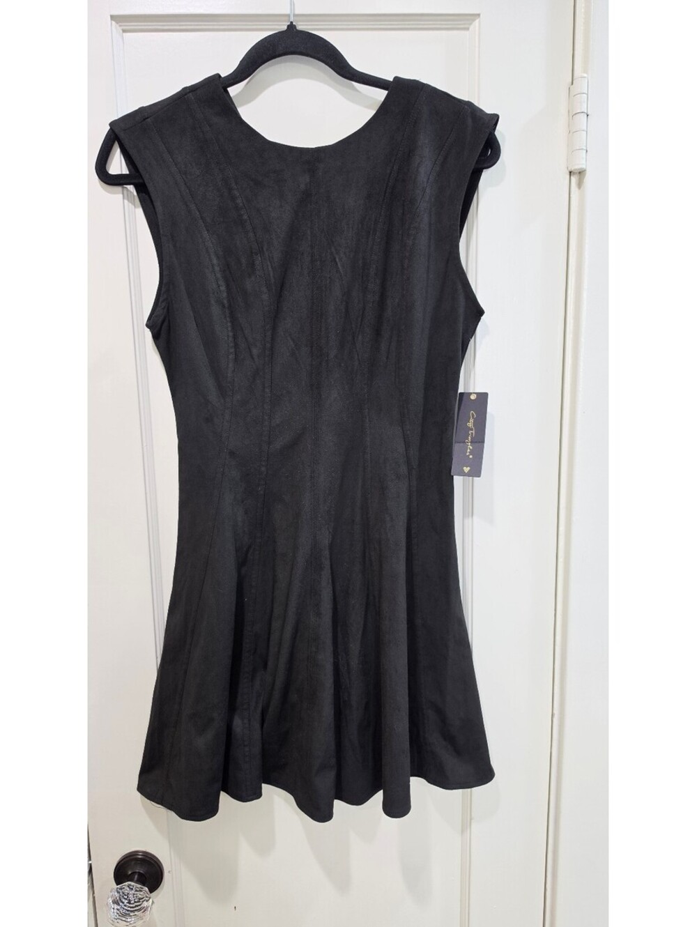 City Triangle Black Faux Suede Sleeveless Dress Large
